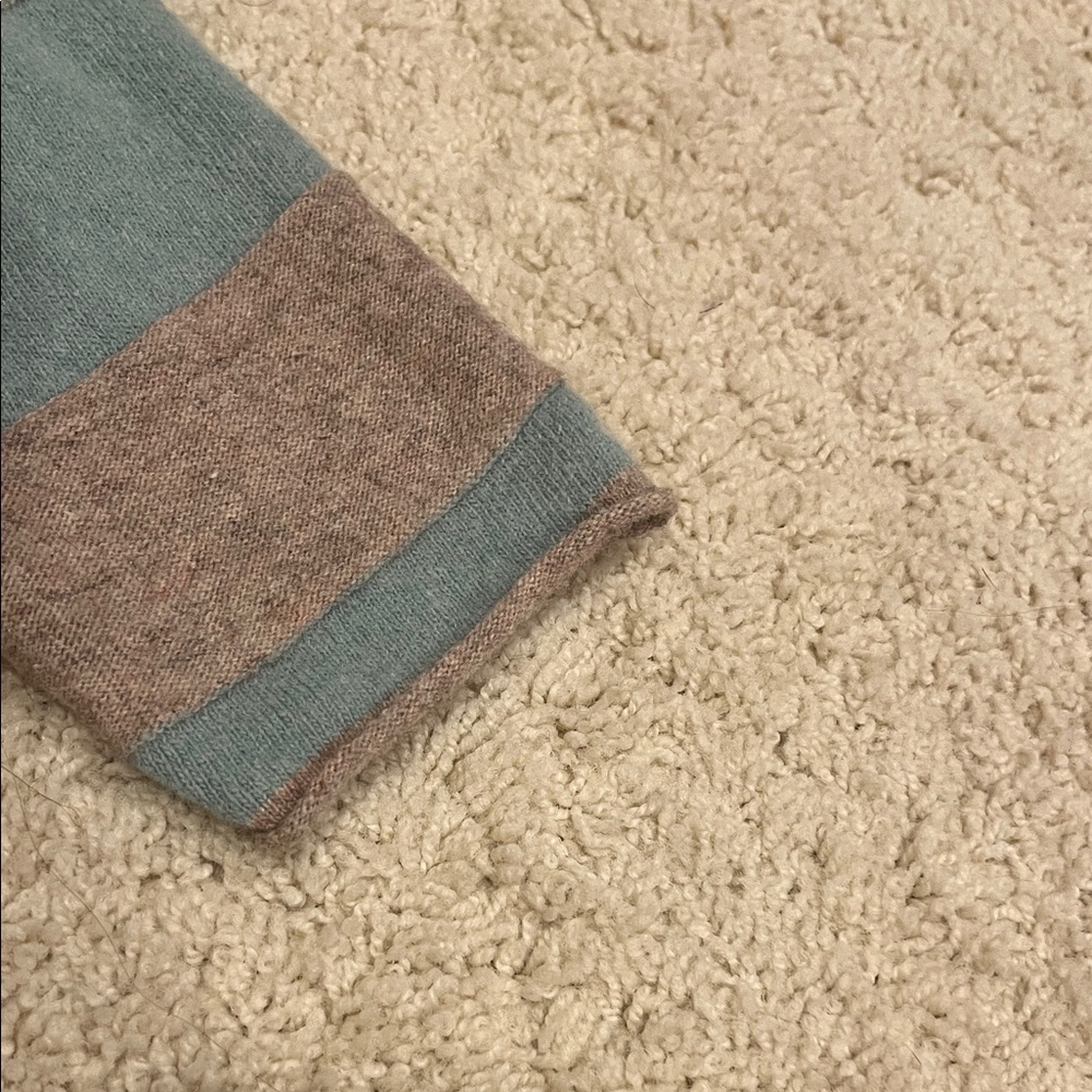 Japanese Striped Cardigan in Greenish Blue and Brown - Picture 3 of 4